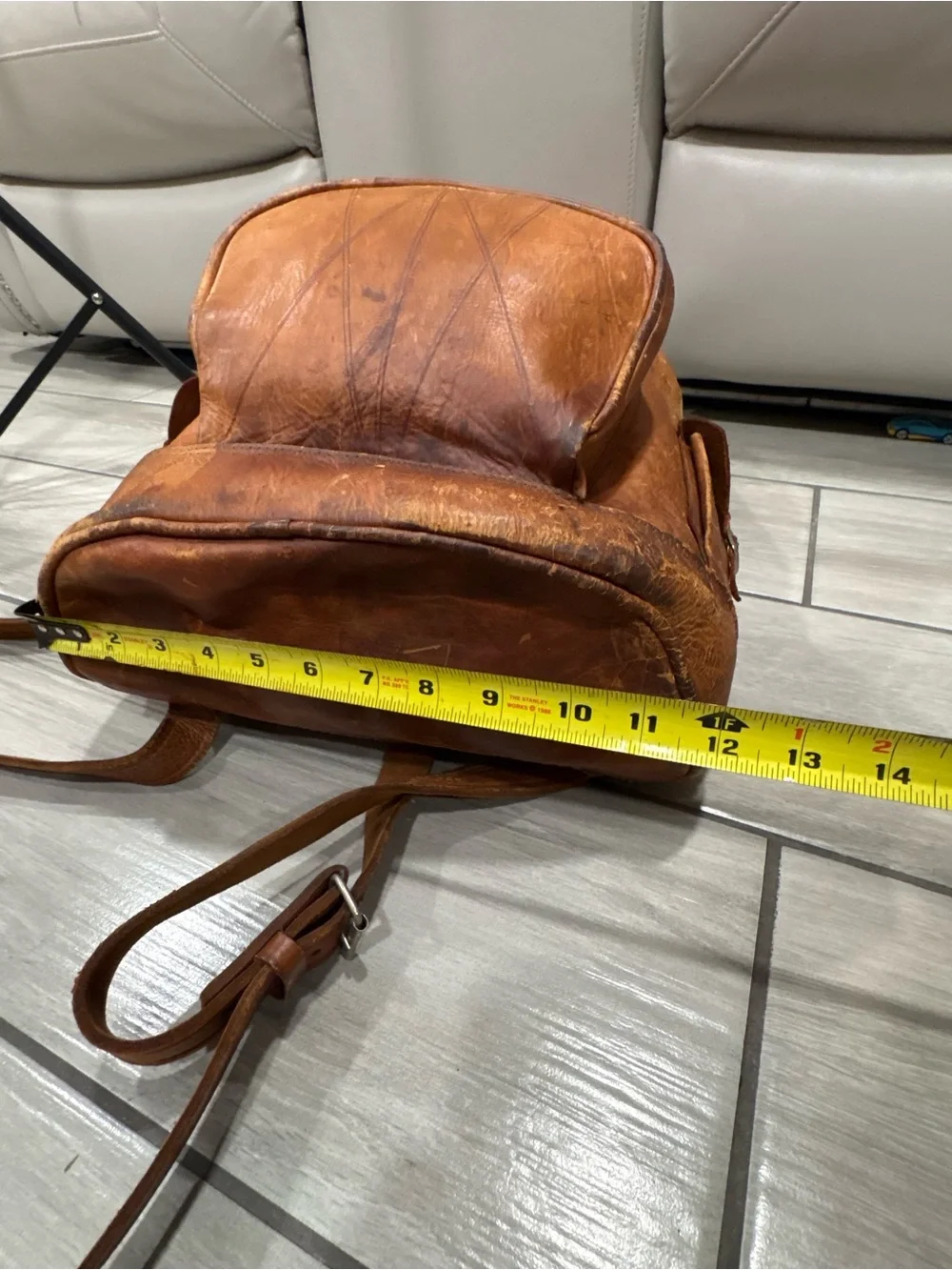 Vintage Brown Leather Men's Backpack - Classic Casual Carry